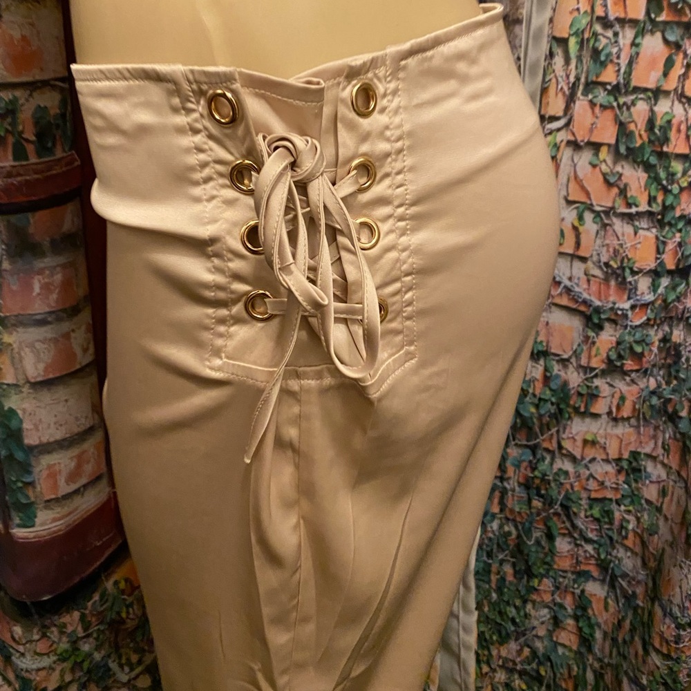 Honey bum champagne silky trousers size L